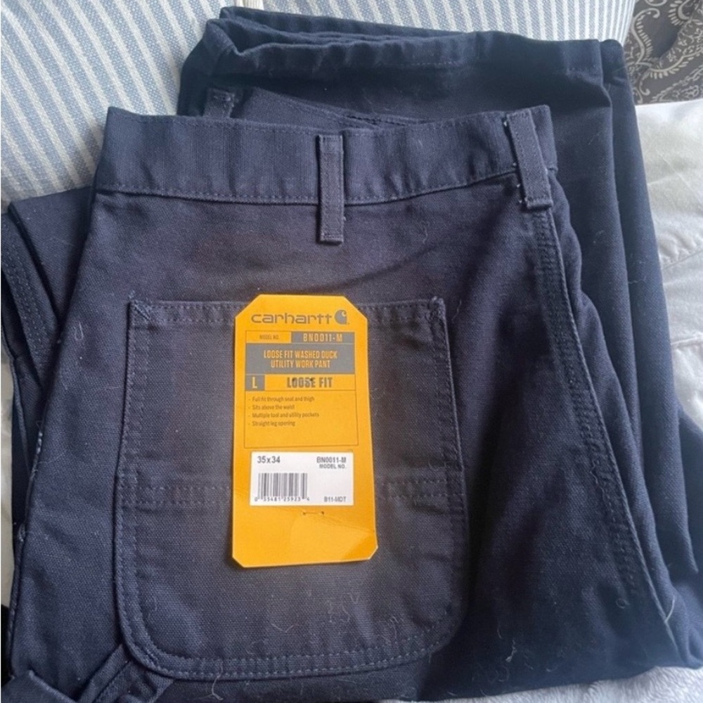 Carhartt B11 Loose Fit Washed Duck Utility Work Pants Mens Size 35x34 Navy NWT